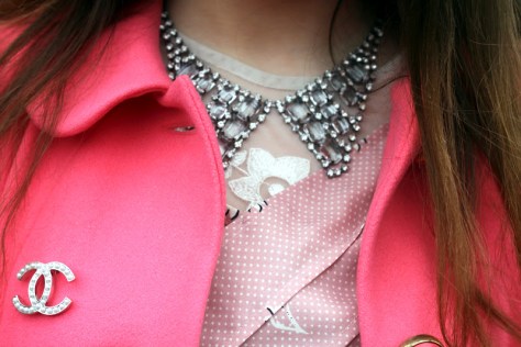 chanel 2012 paris fashion week street style jeffrey campbell coral asos coat chanel accessories trends rhinestone collar peter pan dior nailpolish pink lace bow premium aKOMXPO